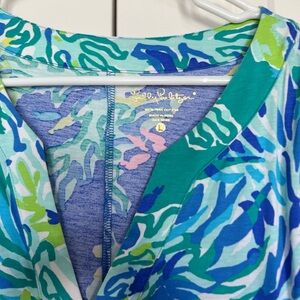 Lilly Pulitzer Blue and Green Dress with V-Neckline